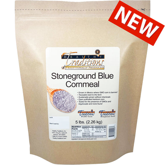 GMO-tested Stoneground Blue Cornmeal - 5lb. Bag