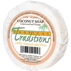 Coconut Oil Soap - Cedarwood and Orange- 1 bar