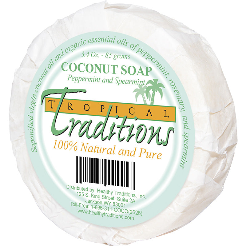 Coconut Oil Soap Peppermint and Spearmint 1 bar Healthy Traditions