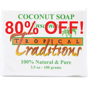 Unscented Coconut Soap - 1 Bar - 3.5 oz.