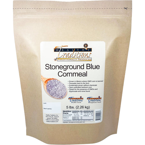 GMO-tested Stoneground Blue Cornmeal - 5lb. Bag