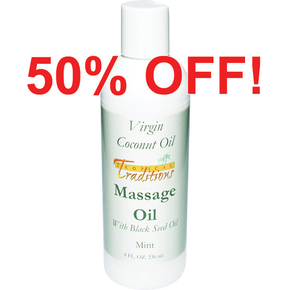 Virgin Coconut Oil Massage Oil with Black Seed Oil - Mint - 8 oz.