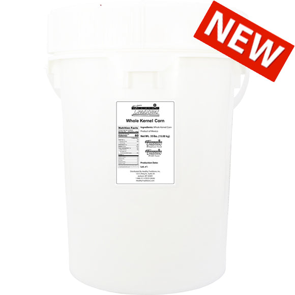 GMO-tested Cónico Cremoso Whole Kernel Corn – 5 Gallon Life Latch® Screw Top Pail - 35 lb. (limit of 1)