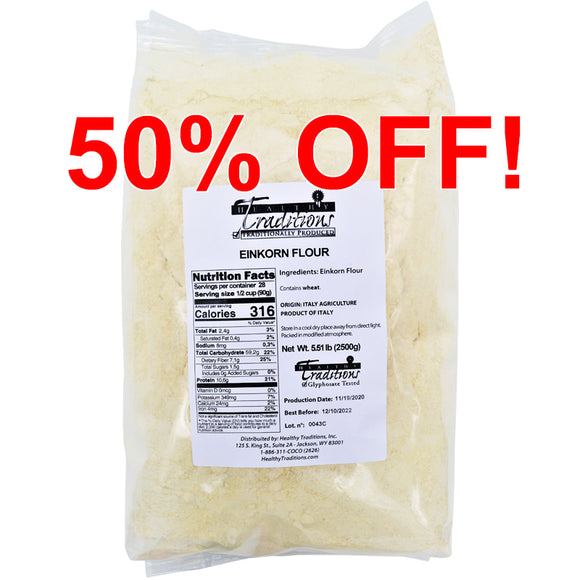 Glyphosate-tested Einkorn All-Purpose Flour - 2.5 kg. (5.51 lbs.) bag (4-bag min)