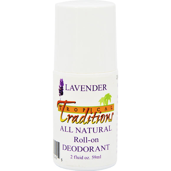 Aluminum-Free Virgin Coconut Oil Deodorant Roll-on - Lavender - 2 oz.