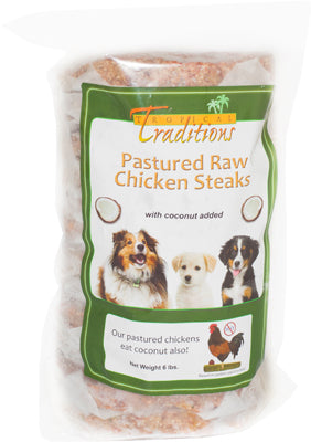 Pastured Raw Chicken Steaks for Dogs - 6 lbs. Total
