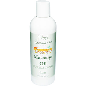 Virgin Coconut Oil Massage Oil with Black Seed Oil - Mint - 8 oz.
