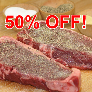 Grass-fed Beef - New York Strip Steaks - approx. 12 oz each (Minimum of 4 steaks)